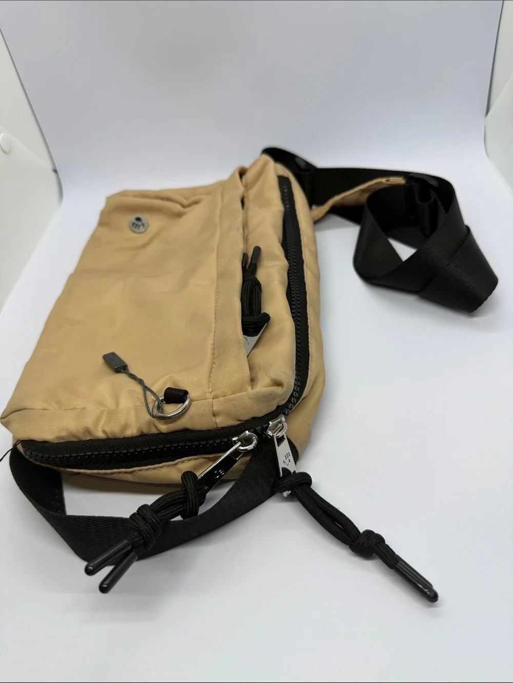 BearPaw Tan and Black Sling Messenger Bag